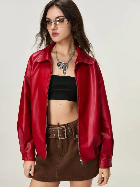 Premium Maroon Streetwear Genuine Leather Jacket