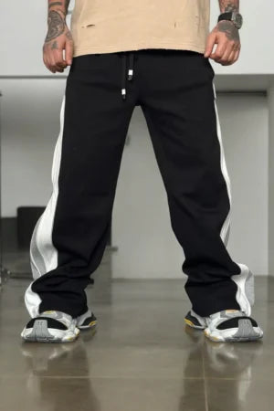 Grey Straight Fit Baggy Pants 3 Way Zip Up