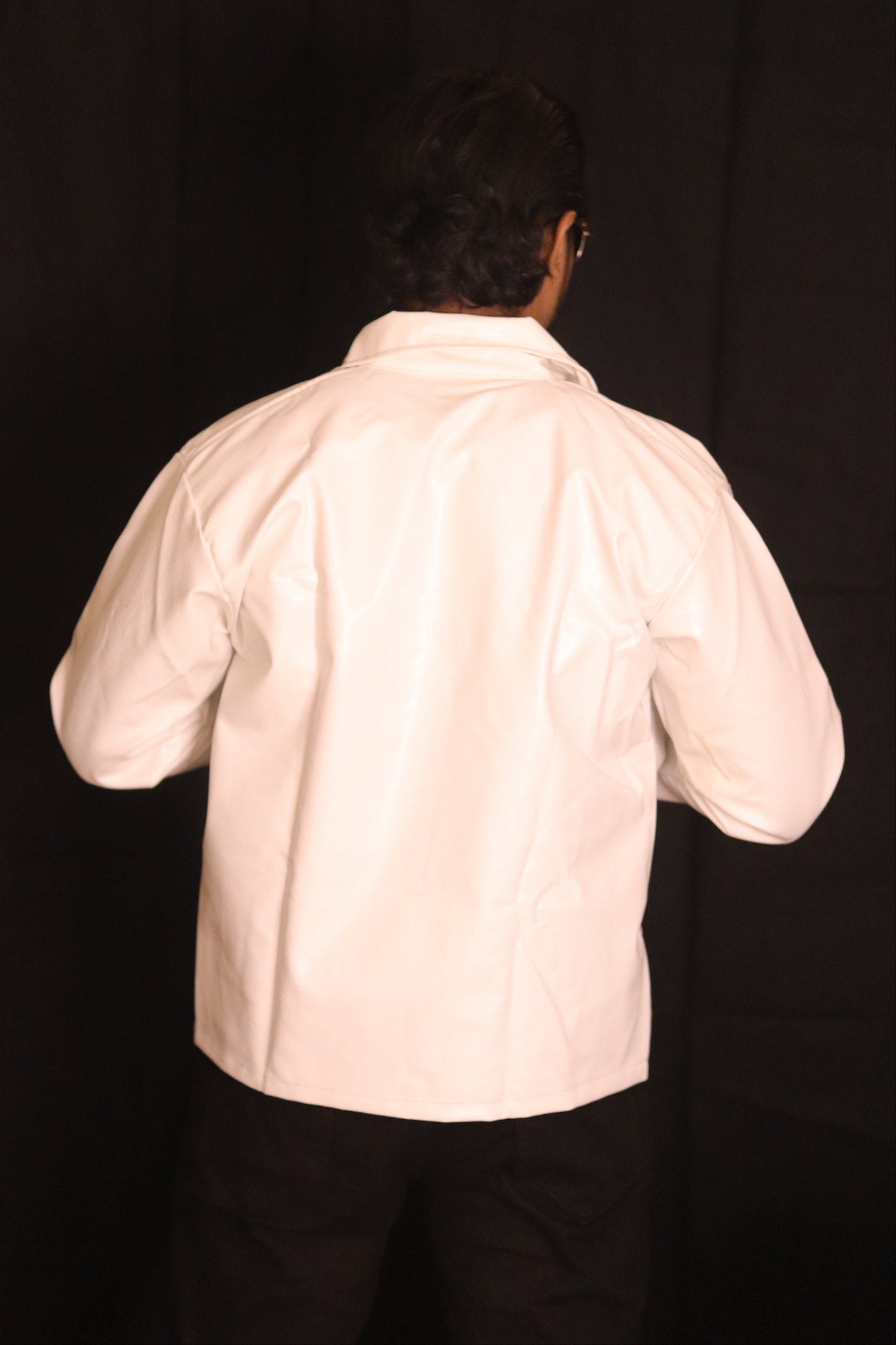White Leather Biker Jacket for Men
