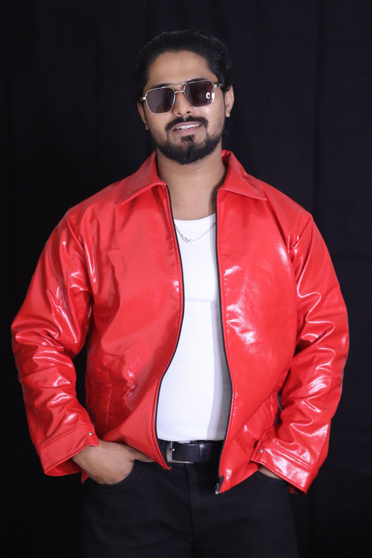 Classic Cherry Red Unisex Leather Jacket
