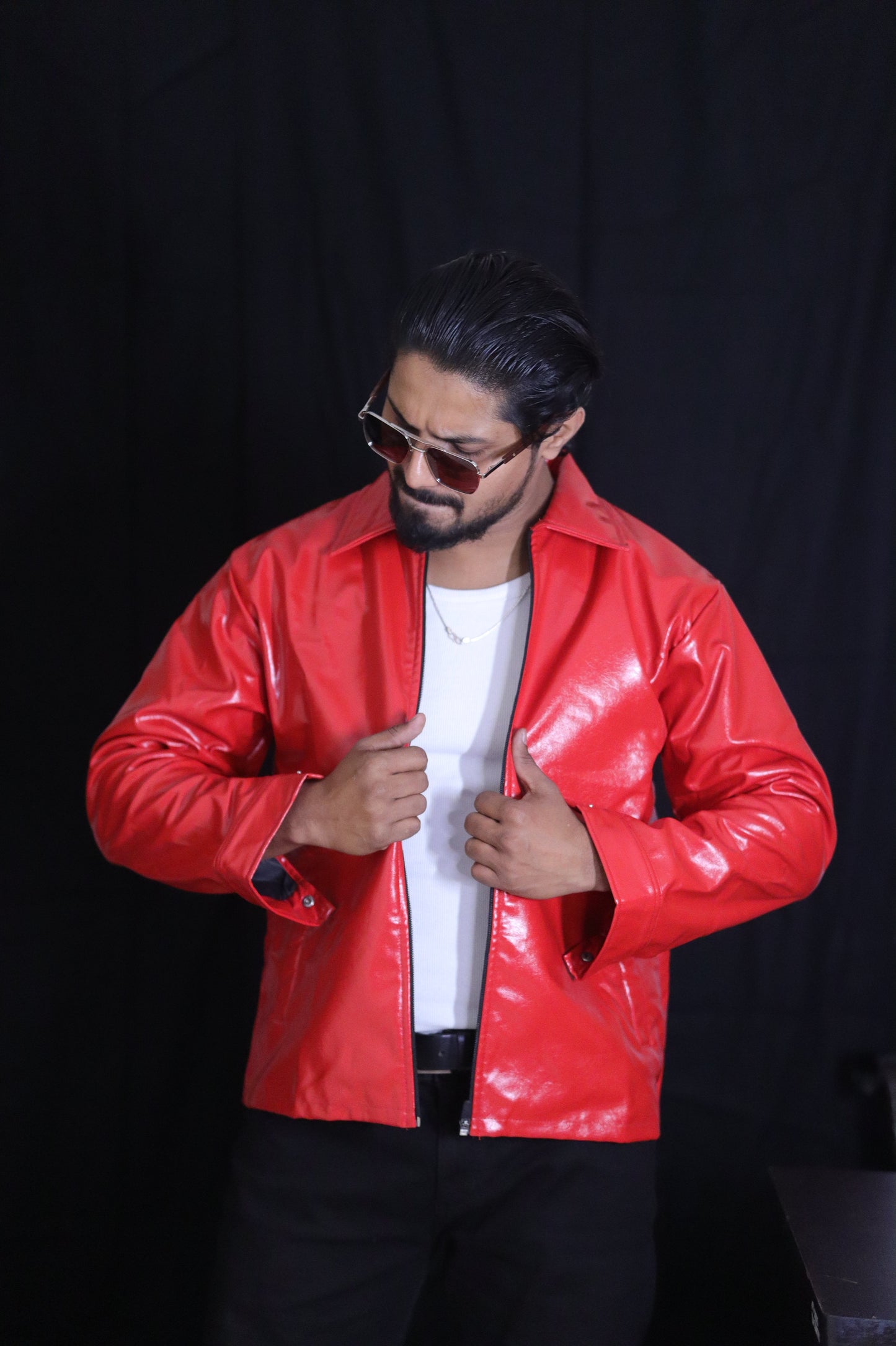 Classic Cherry Red Unisex Leather Jacket
