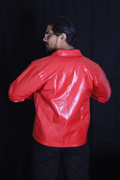 Classic Cherry Red Unisex Leather Jacket