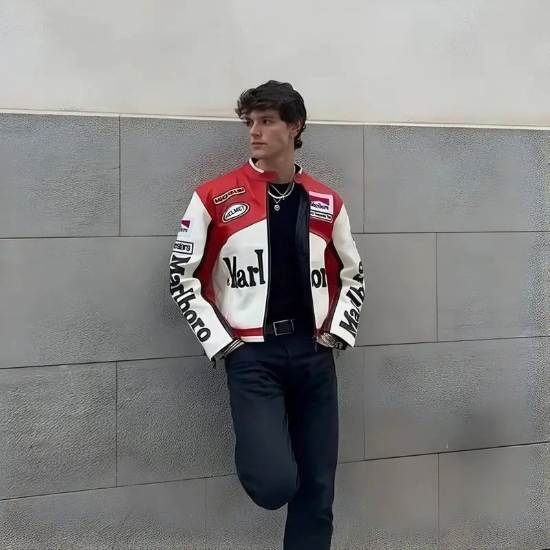 Malboro Vintage Racing Pure Leather Jacket