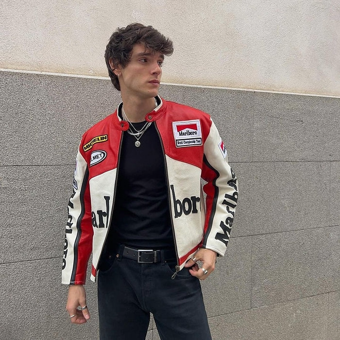 Malboro Vintage Racing Pure Leather Jacket