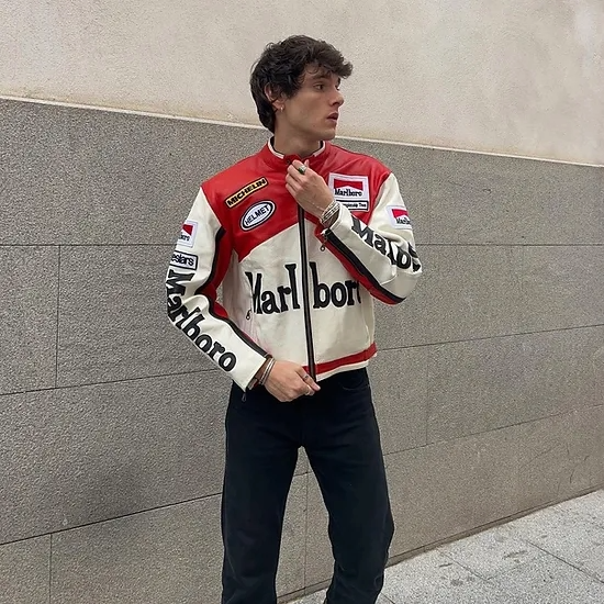 Malboro Vintage Racing Pure Leather Jacket