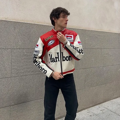 Malboro Vintage Racing Pure Leather Jacket