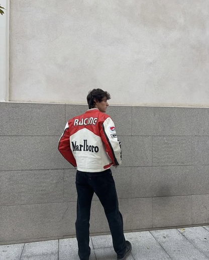 Malboro Vintage Racing Pure Leather Jacket