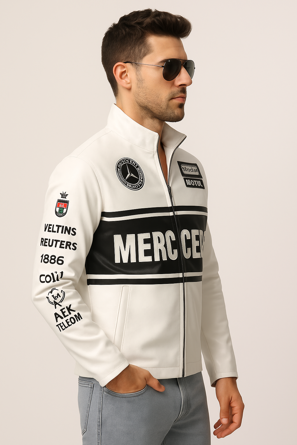 Mercedes Racing Jacket – Premium Leather Edition